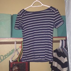 Navy blue and white striped top